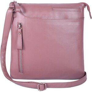 Womens Cream Leather Crossbody Bag Trendy Ladies Sling Handbags - Medium Size